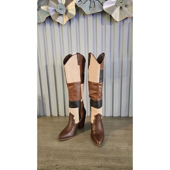 Steve Madden Real Leather Patchwork Western Boots Women’s NWOT Size 7 - Picture 5 of 10
